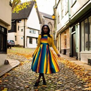 NWT Rainbow fit & flare dress